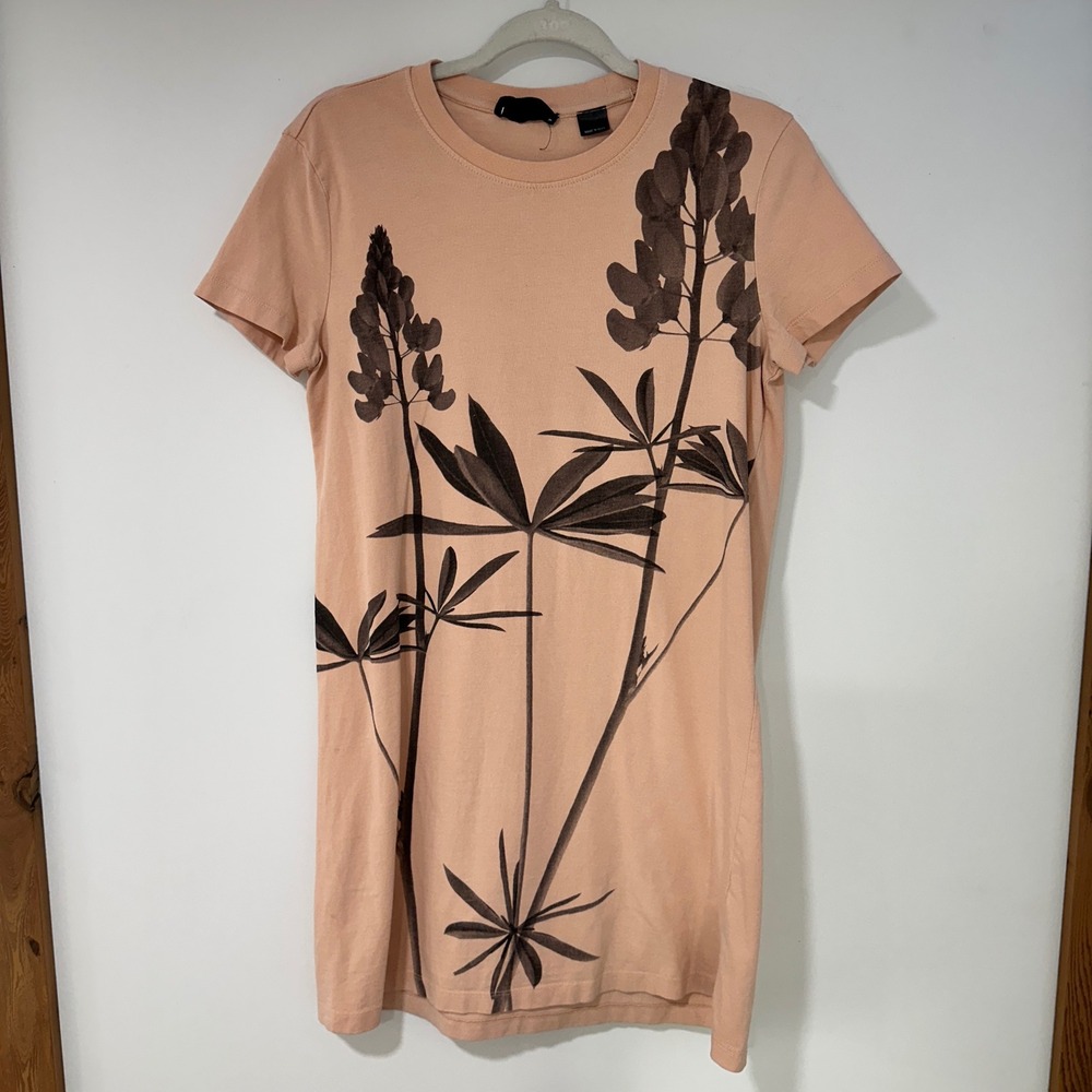 Desigual Womens T-Shirt Dress Cotton Floral‎ Graphic Short Sleeve Peach Pink S